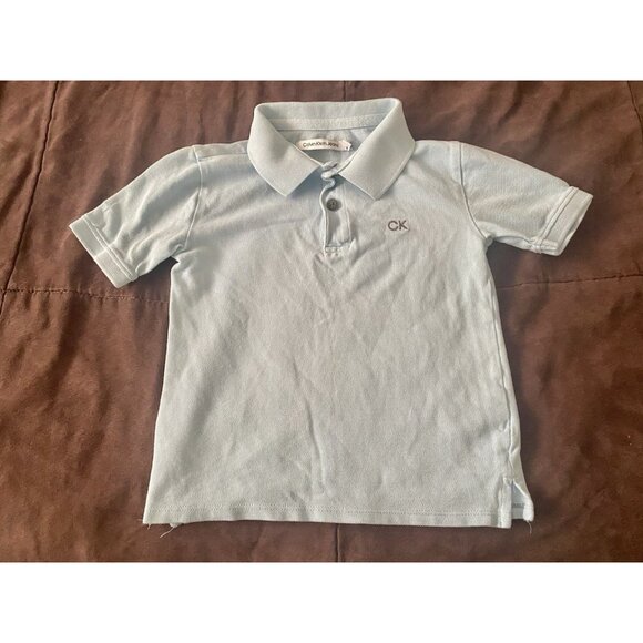 3/$15 SALE Calvin Klein Jeans Boy Polo Shirt Toddler Size 4 Light Blue Baby Blue - Picture 1 of 4